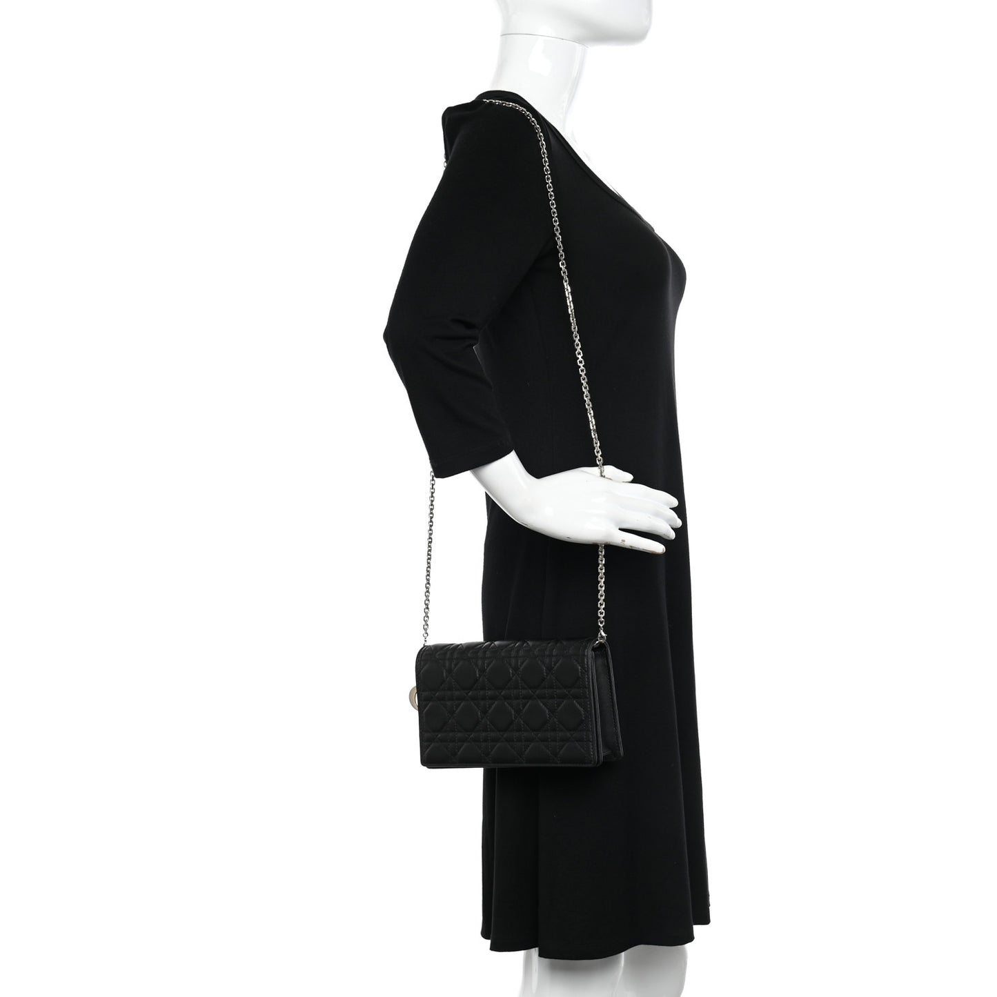 Lambskin Cannage Lady Dior Pouch Black
