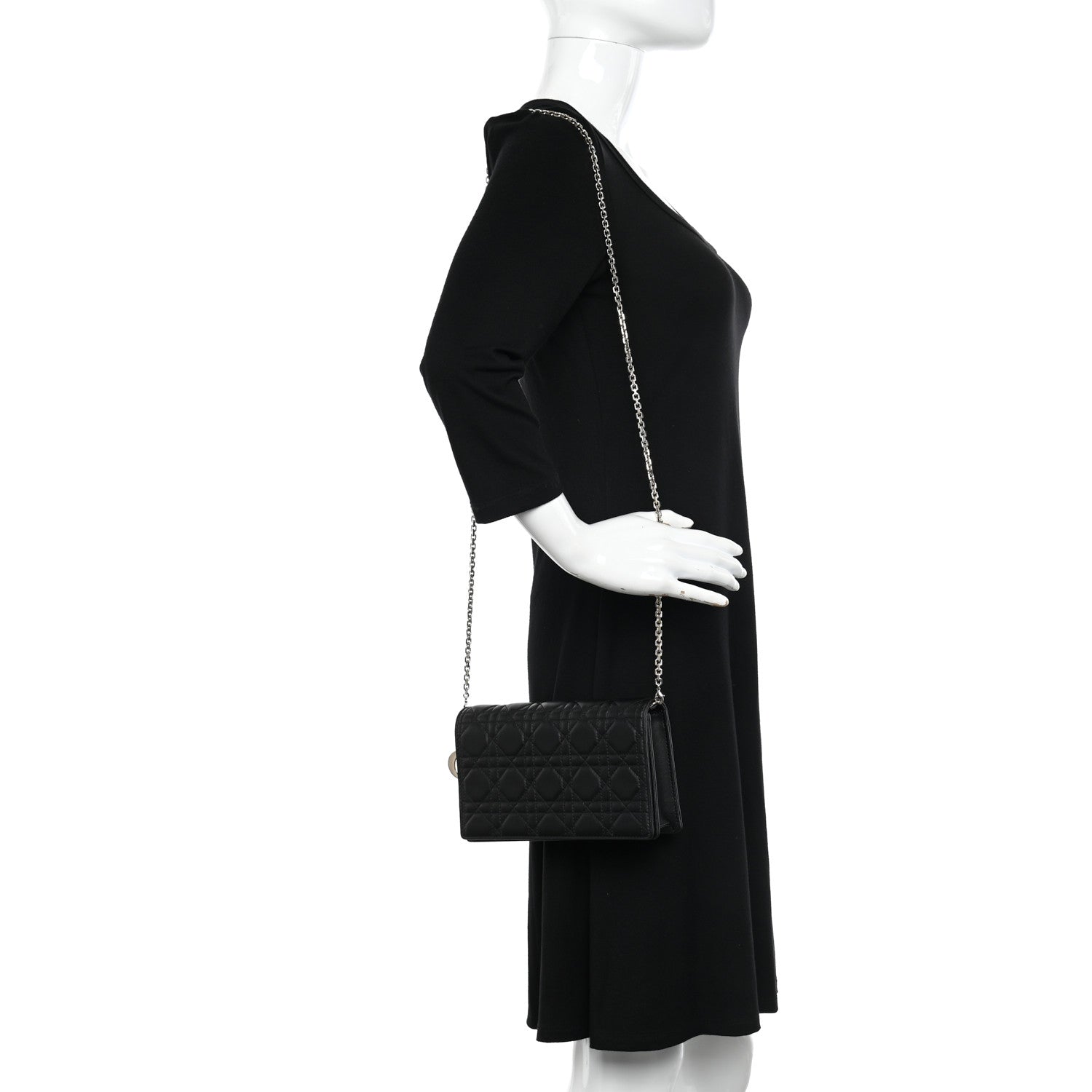 Christian Dior Lambskin Cannage Lady Dior Pouch Black 2 of 10