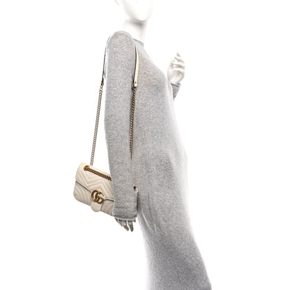 Gucci Calfskin Matelasse Small GG Marmont Shoulder Bag White 2 of 10