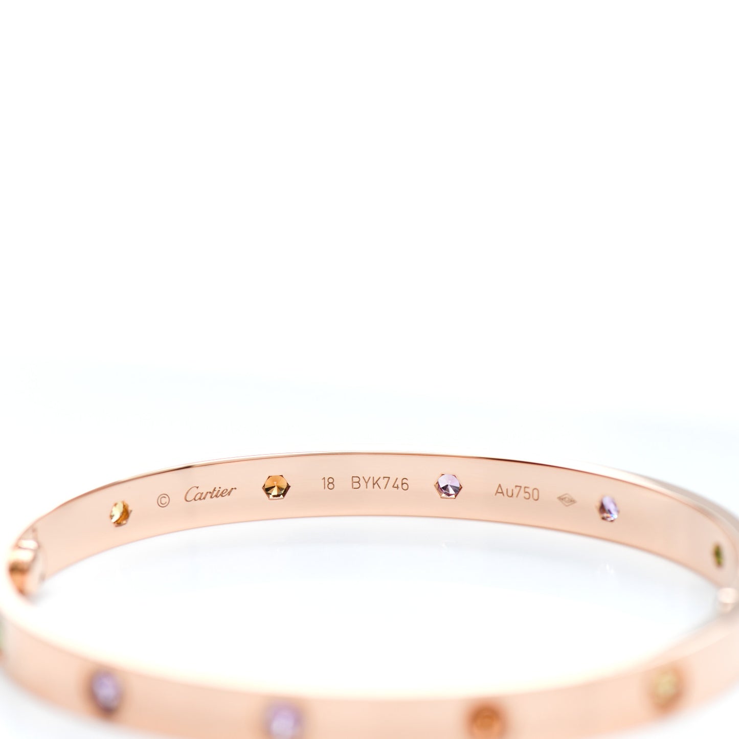 18K Pink Gold Sapphire Garnet Amethyst LOVE Bracelet 18