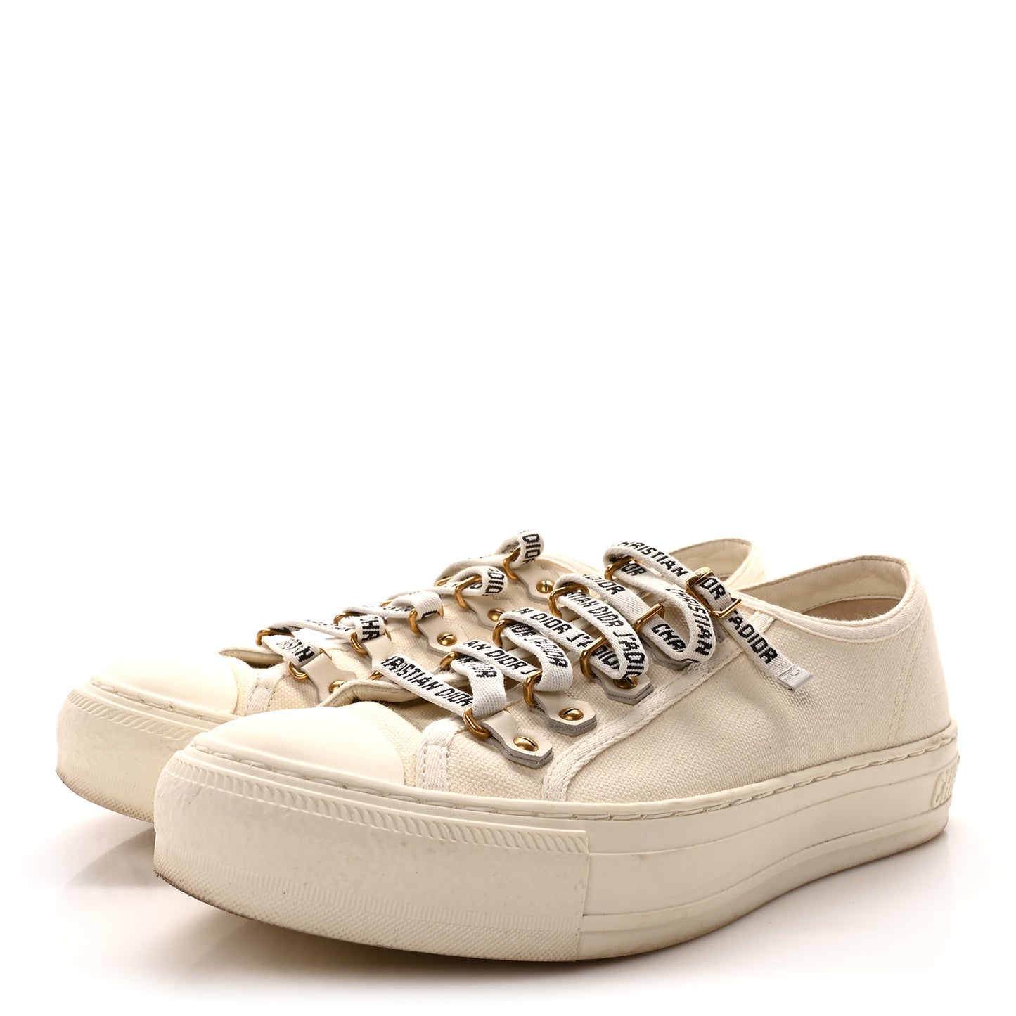 Canvas Dot Walk'N'Dior Low Top Sneakers 37.5 Milk