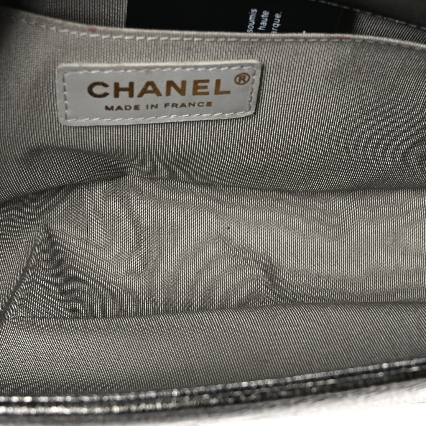 Cracked Metallic Calfskin Quilted Medium Boy Flap Dark Silver