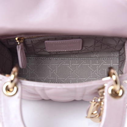 Christian Dior Metallic Lambskin Cannage Mini Lady Dior Lotus 7 of 12