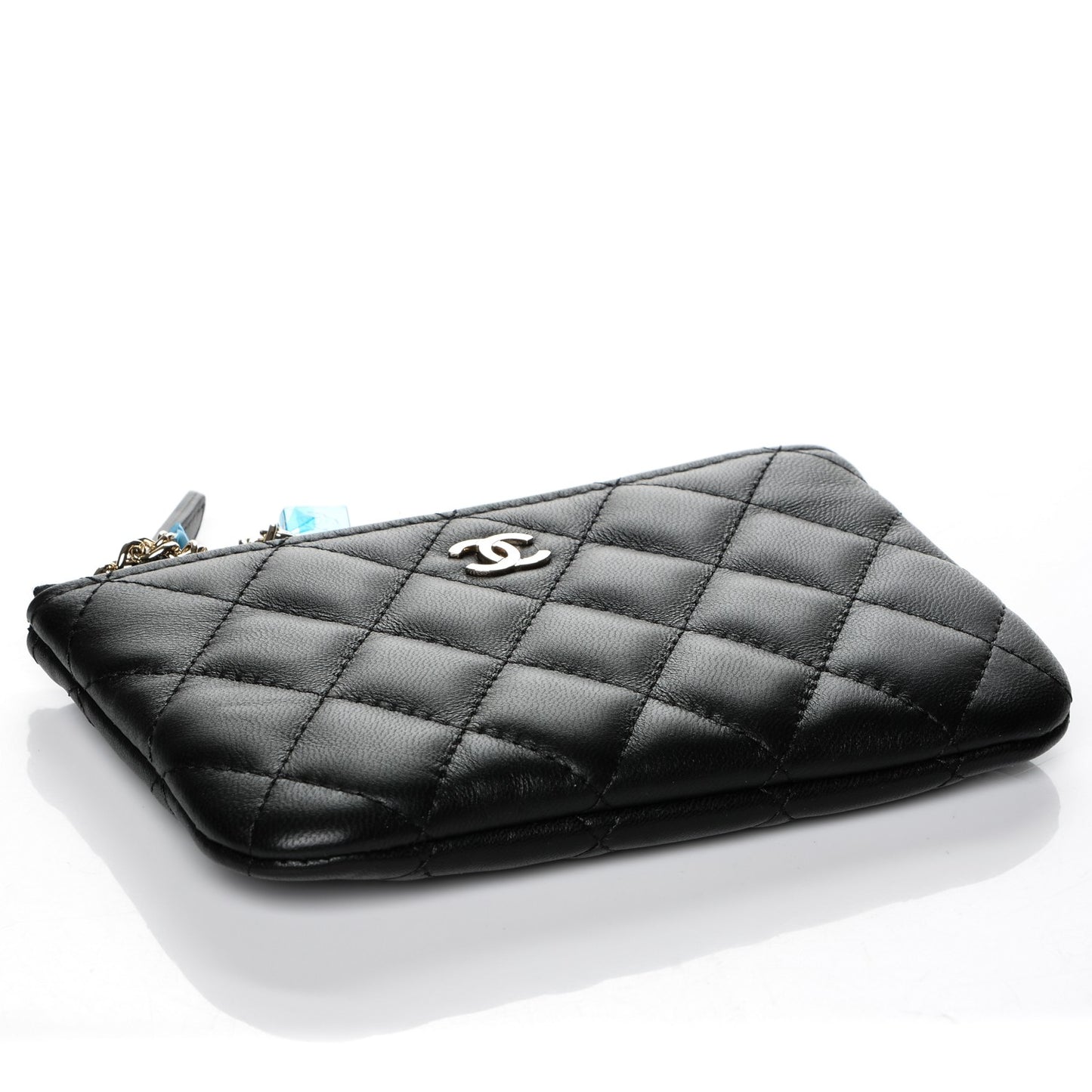 Lambskin Quilted Small Casino Cosmetic Case Black