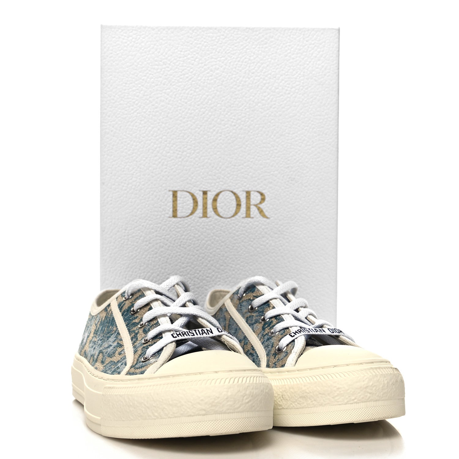 Christian Dior Canvas Floral Embroidered Womens Walk'N'Dior Low Top Sneakers 38 Duck Blue 10 of 10