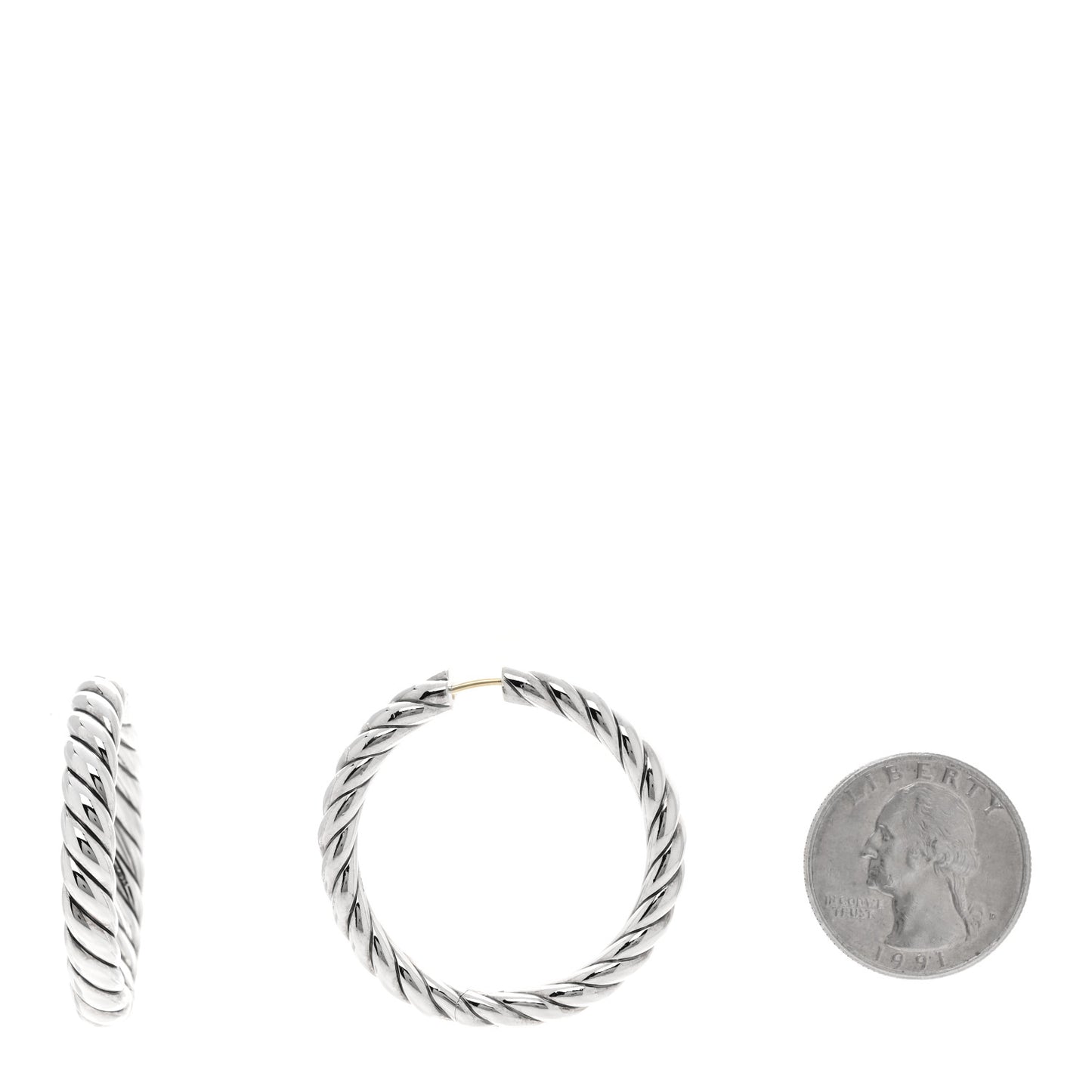 Sterling Silver 38mm Sculpted Cable Hoop Earrings