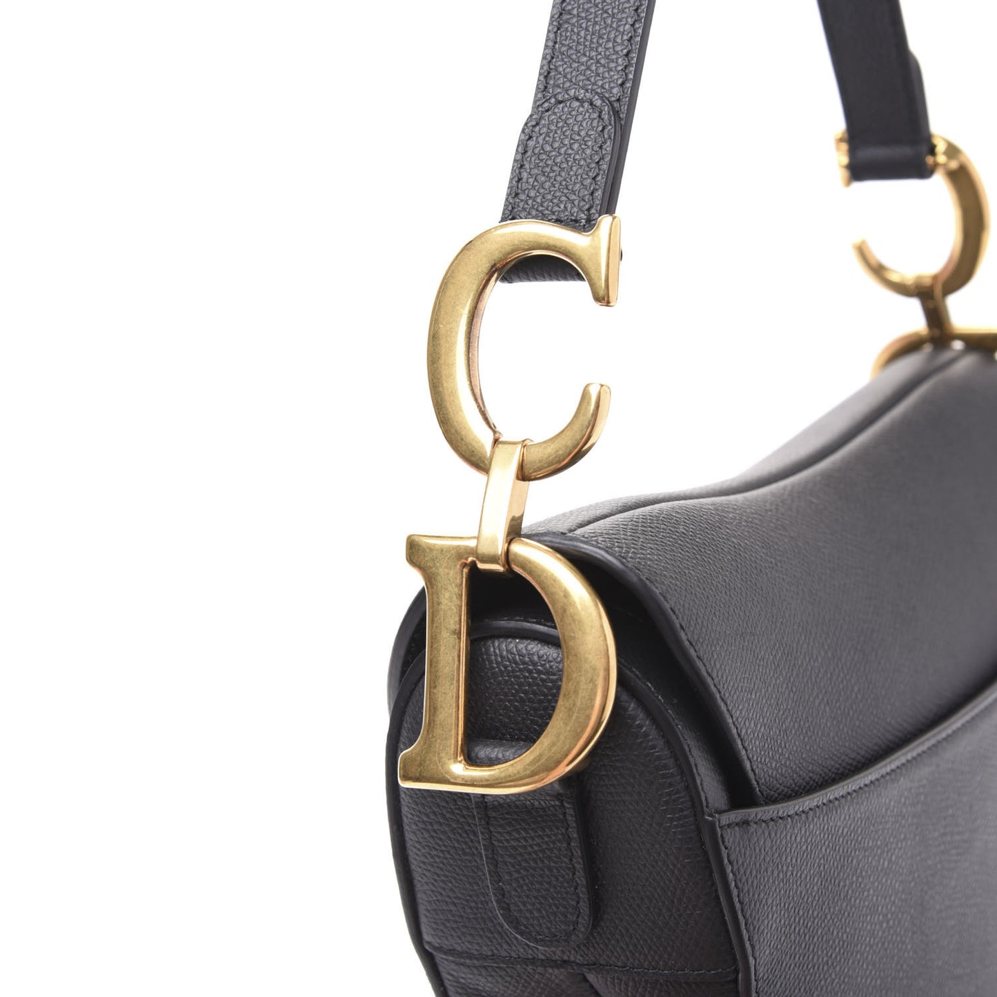 Grained Calfskin Saddle Bag Black