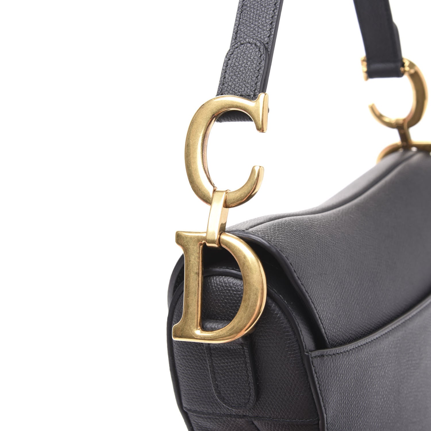 Christian Dior Grained Calfskin Saddle Bag Black 8 of 9