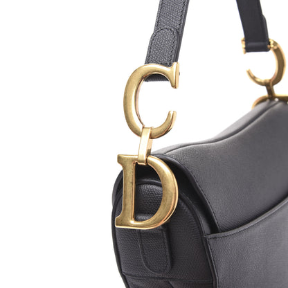 Christian Dior Grained Calfskin Saddle Bag Black 8 of 9