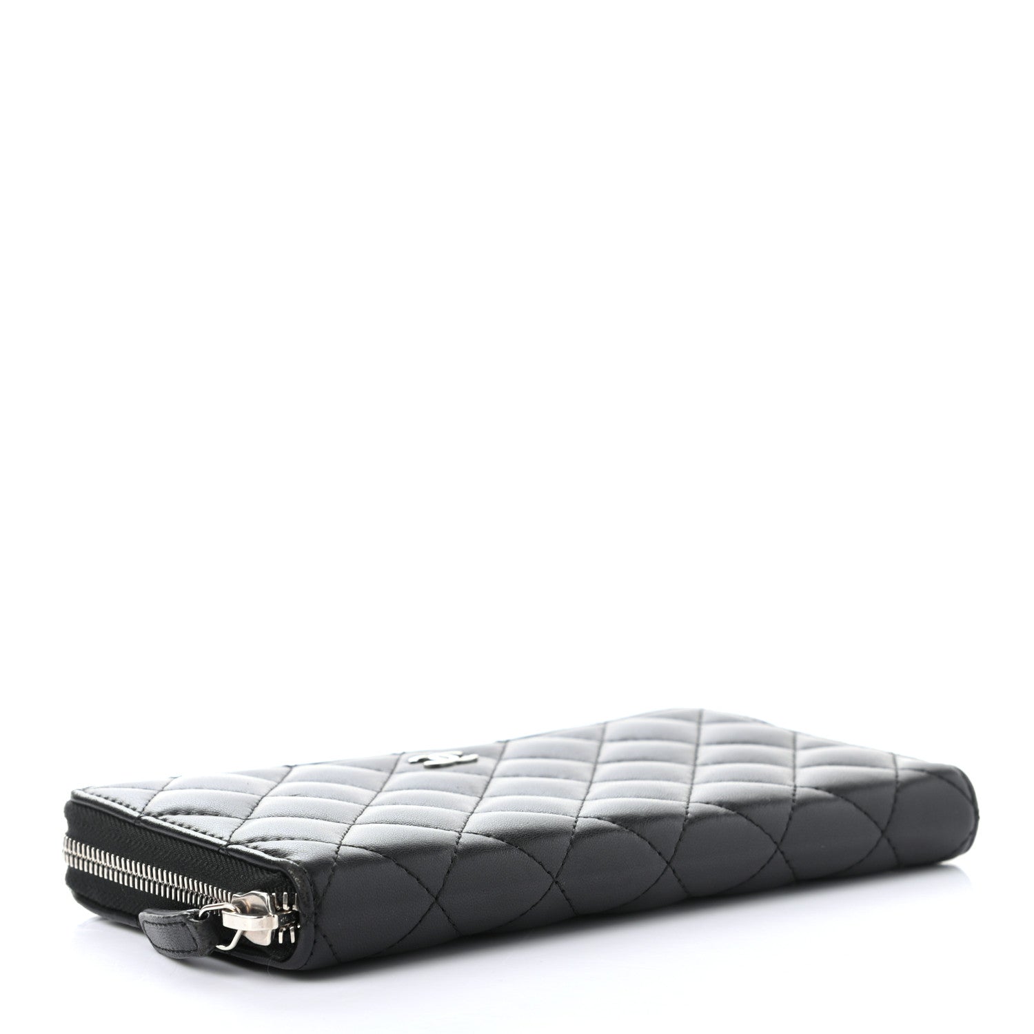 Chanel Lambskin Quilted Large Gusset Zip Around Wallet Black 4 of 8