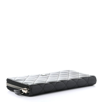 Chanel Lambskin Quilted Large Gusset Zip Around Wallet Black 4 of 8