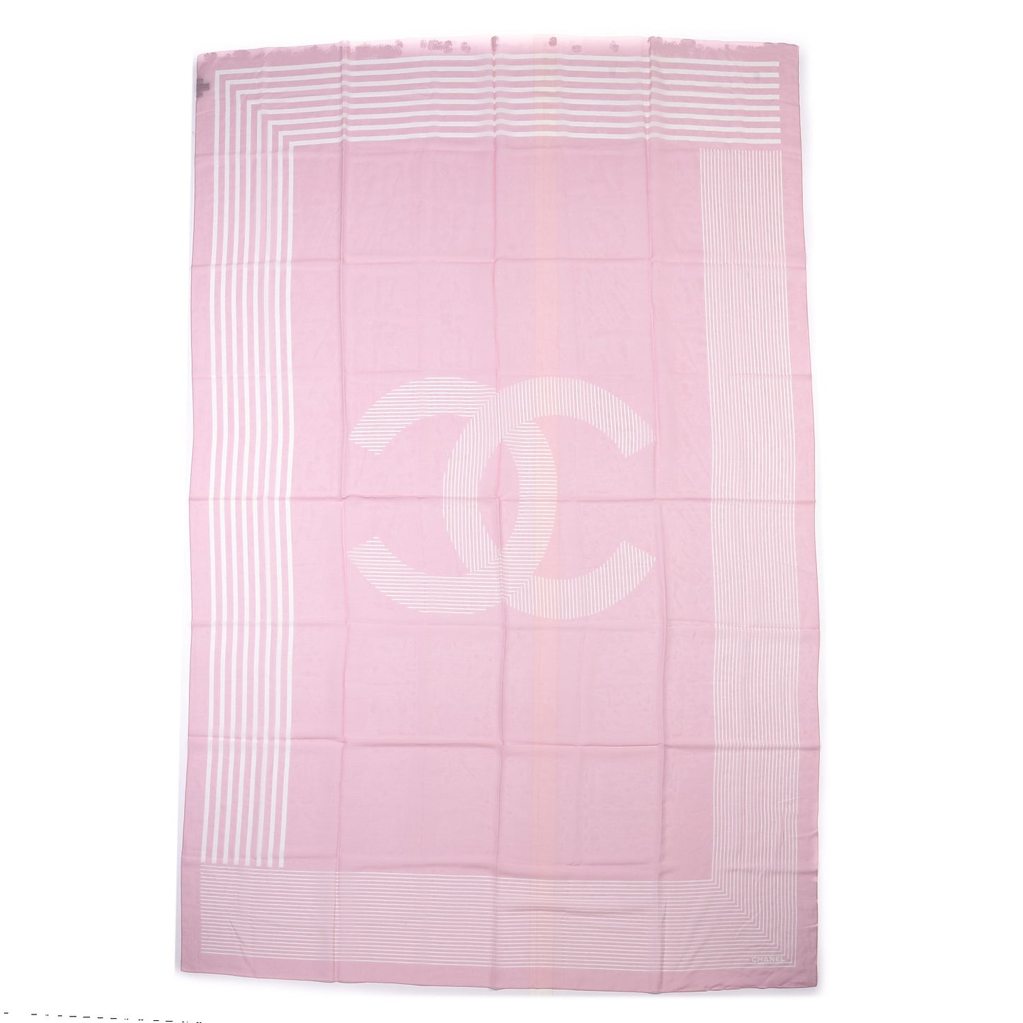 Cotton Silk CC Striped Stole Light Pink White