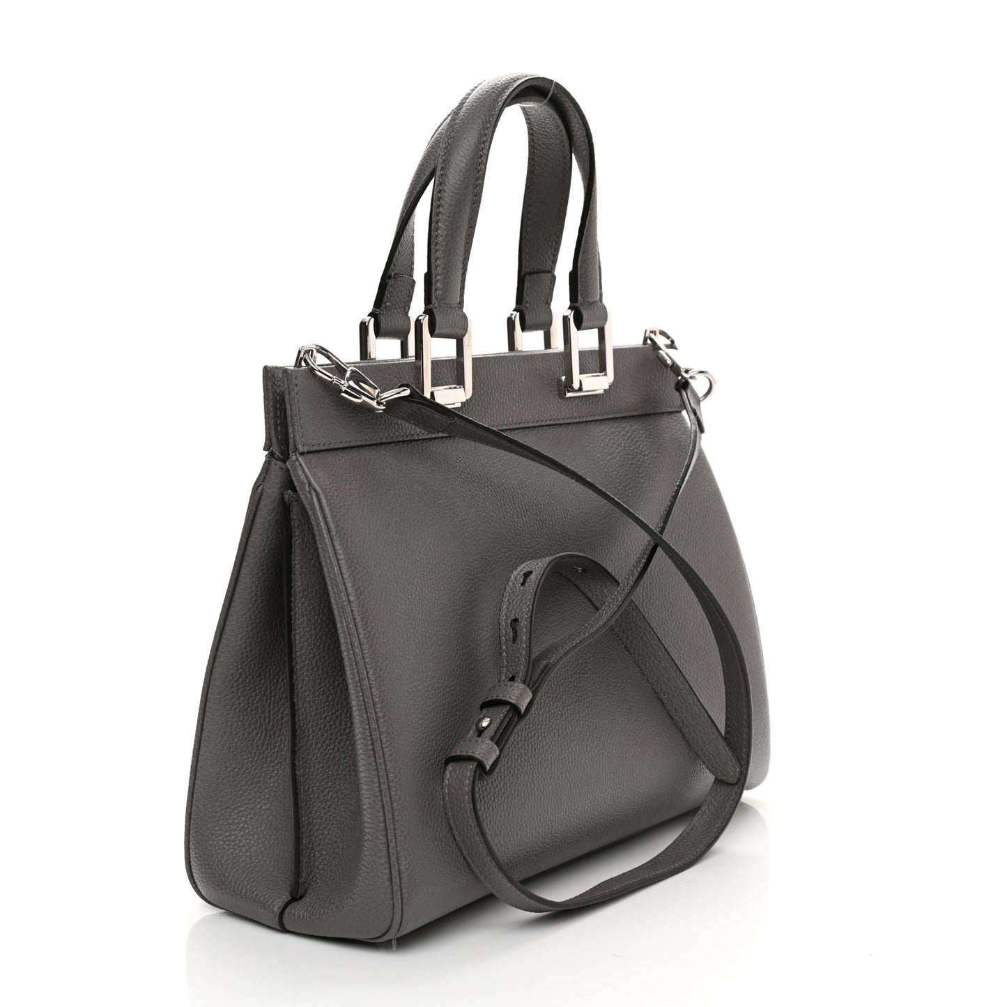 Grainy Calfskin Small Zumi Top Handle Bag Dusty Grey