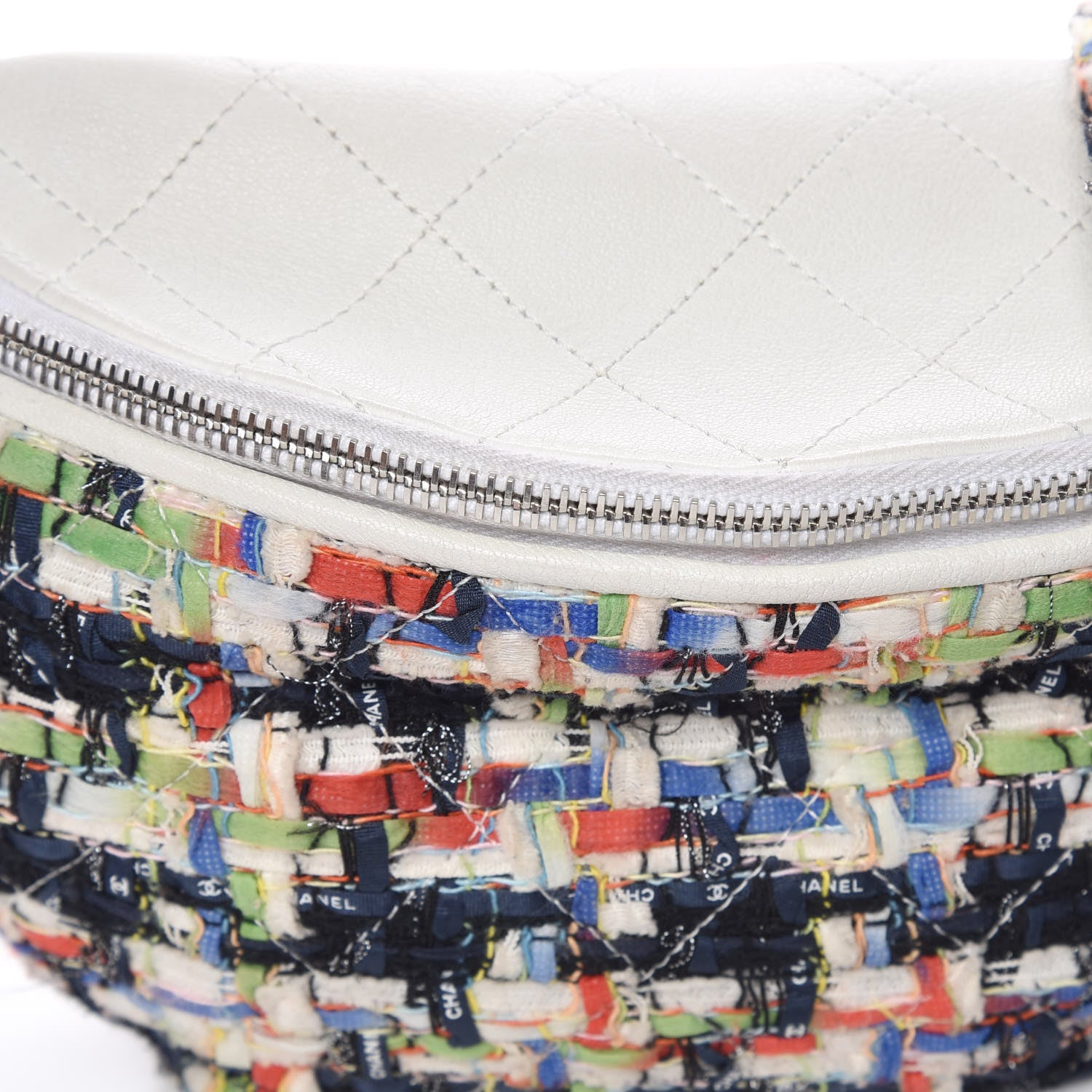 Chanel Lambskin Tweed Waist Bag Ecru Red Blue 10 of 10