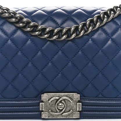 Chanel Lambskin Quilted Medium Boy Flap Dark Navy 8 of 10