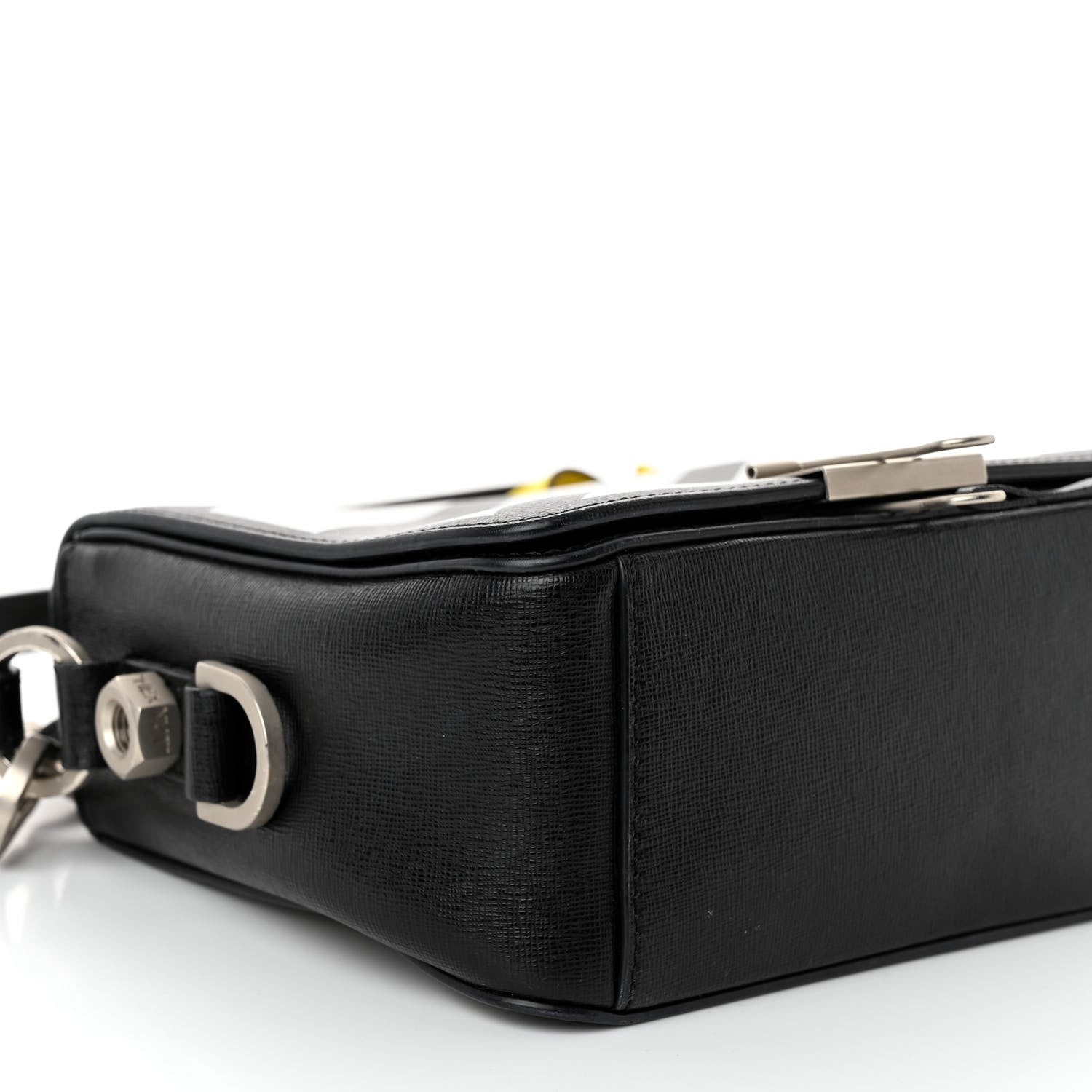 Off-White Calfskin Diag Flap Bag Black White 8 of 9