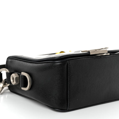 Off-White Calfskin Diag Flap Bag Black White 8 of 9