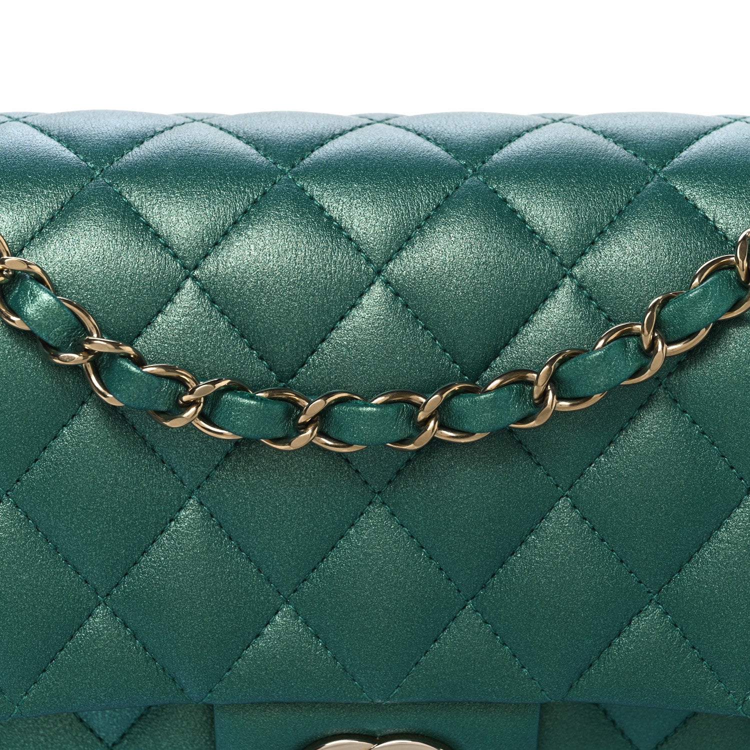 Chanel Iridescent Calfskin Quilted Medium Double Flap Green 8 of 11