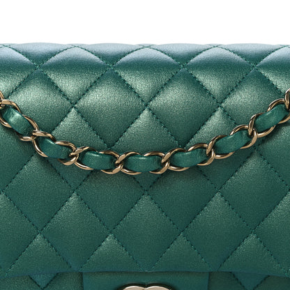 Chanel Iridescent Calfskin Quilted Medium Double Flap Green 8 of 11