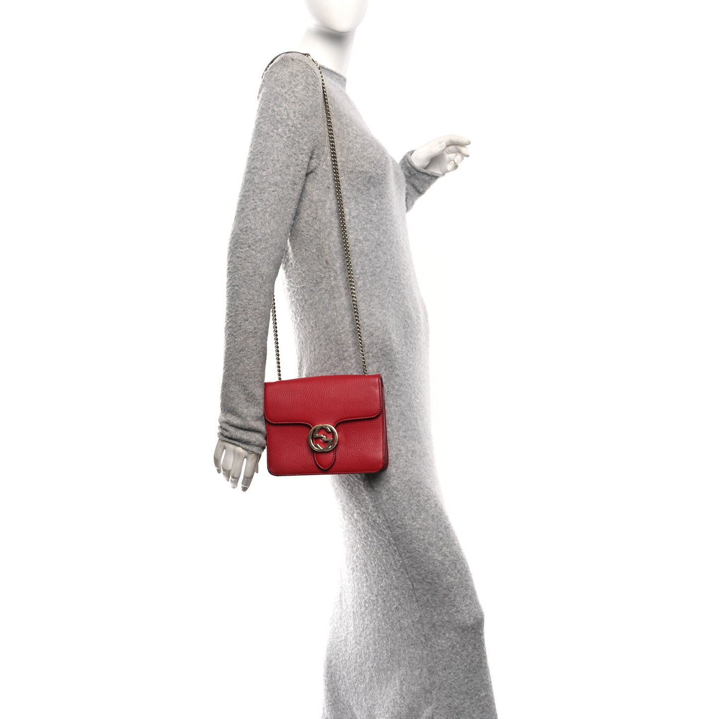 Dollar Calfskin Small Interlocking G Shoulder Bag Red