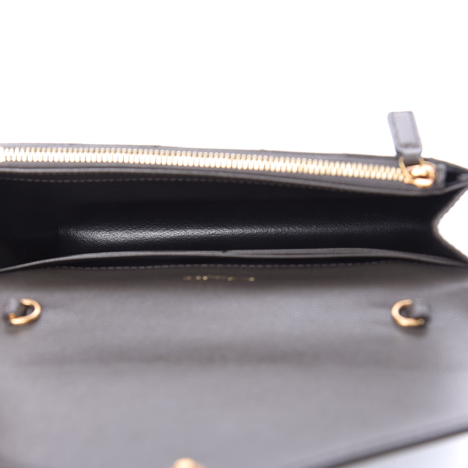 Saint Laurent Grain De Poudre Matelasse Chevron Monogram Envelope Chain Wallet Pebble 5 of 11