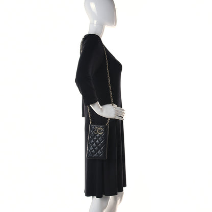 Chanel Caviar Quilted French New Wave Phone Holder With Chain Black 2 of 12