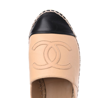 Chanel Lambskin CC Espadrilles 35 Beige Black 16 of 22