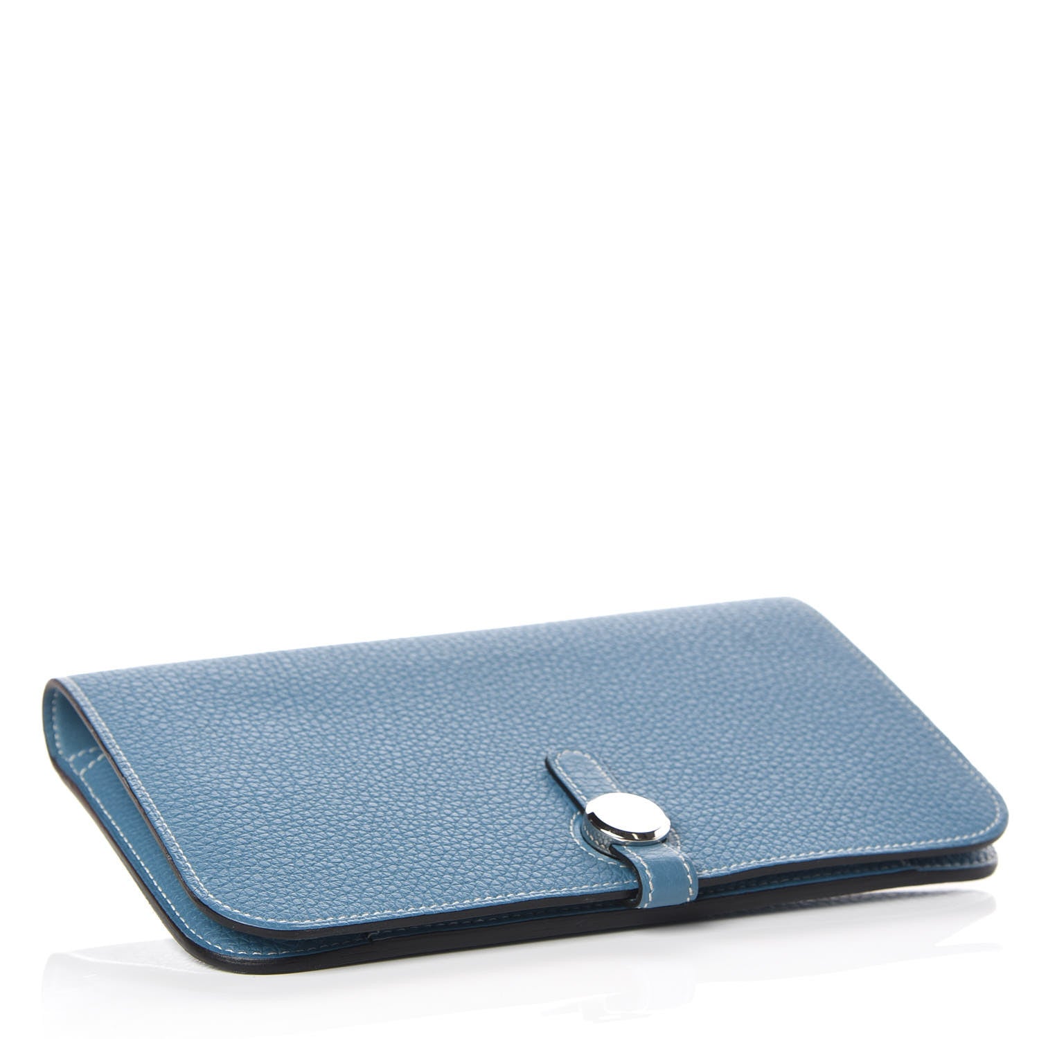 Hermes Taurillon Clemence Dogon Duo Wallet Blue Jean 4 of 9