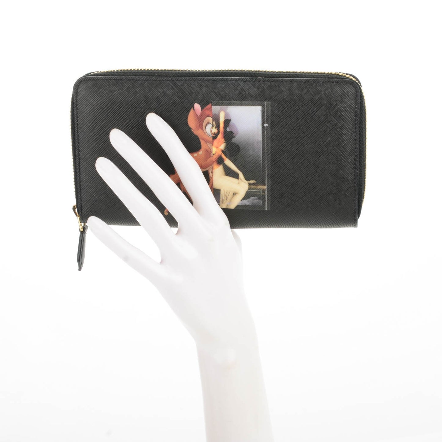 Textured Coated Canvas Iconic Bambi Print Zip Around Wallet
