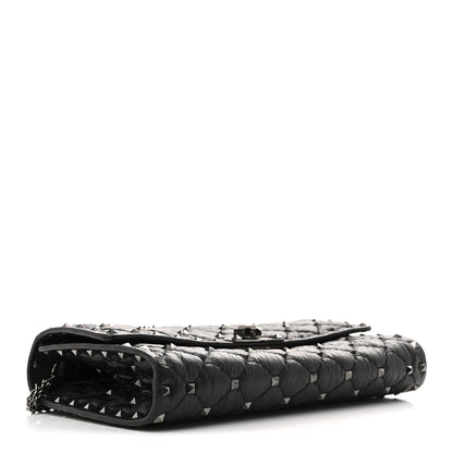 Valentino Garavani Craquele Nappa Rockstud Spike Wallet on Chain Black 4 of 13