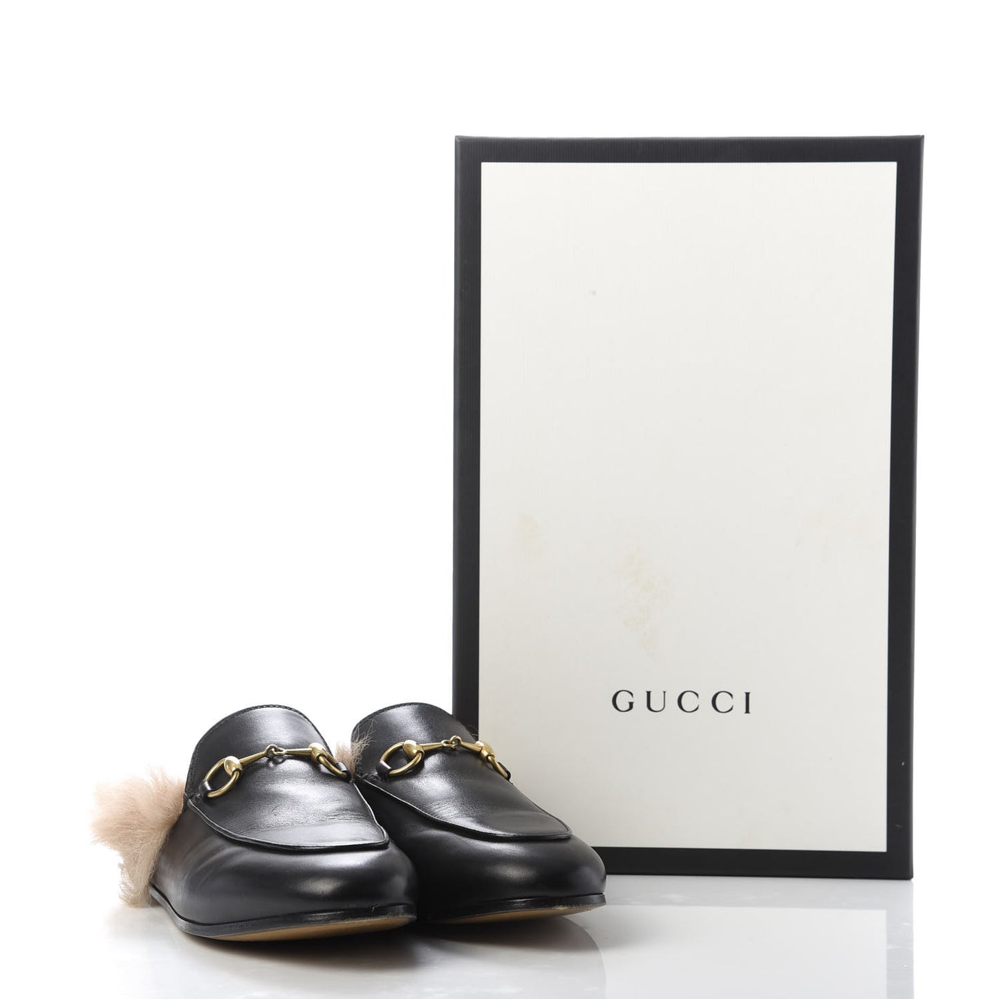 Calfskin Fur Womens Princetown Slippers 35.5 Black
