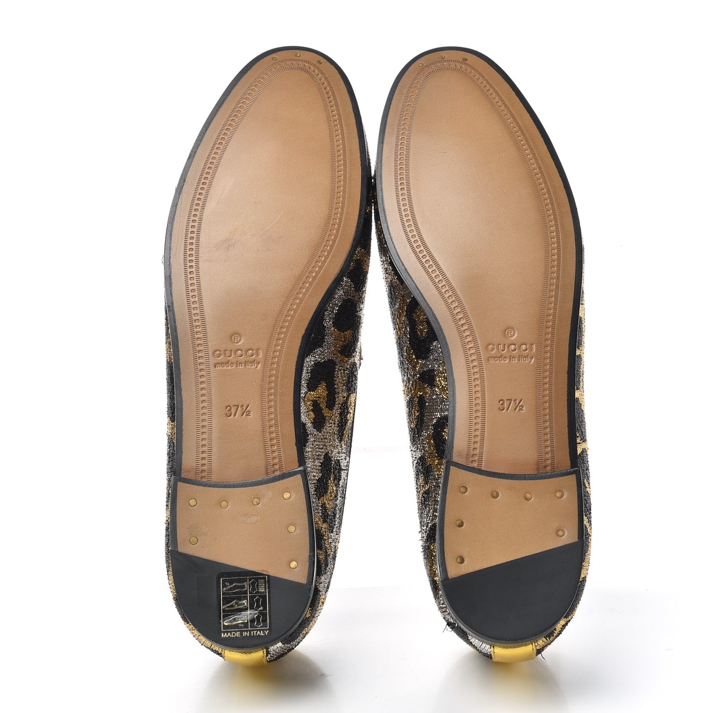 Jacquard Leopard Print Horsebit Womens Jordaan Loafers 37.5 Gold