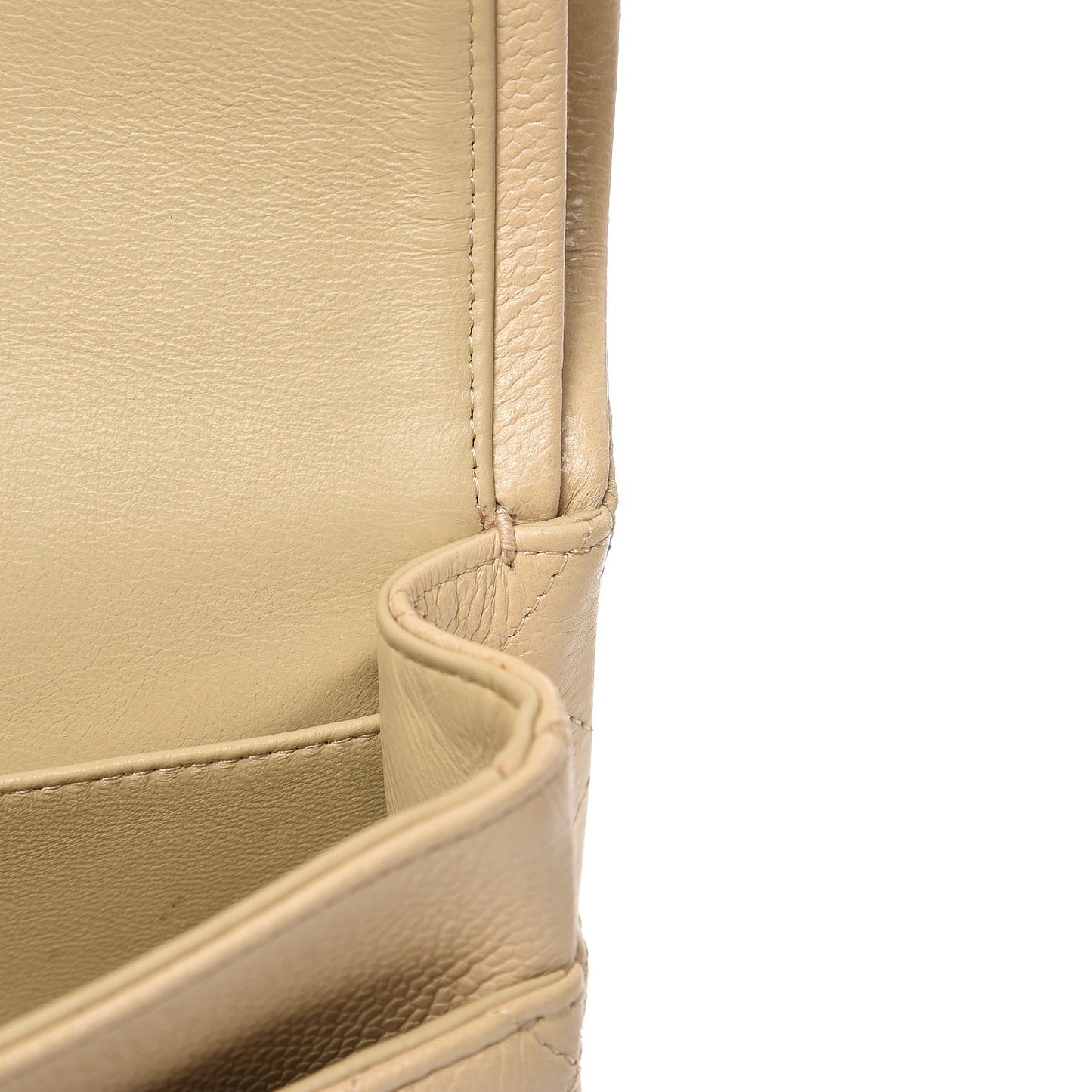 Caviar Quilted Medium Double Flap Beige Clair