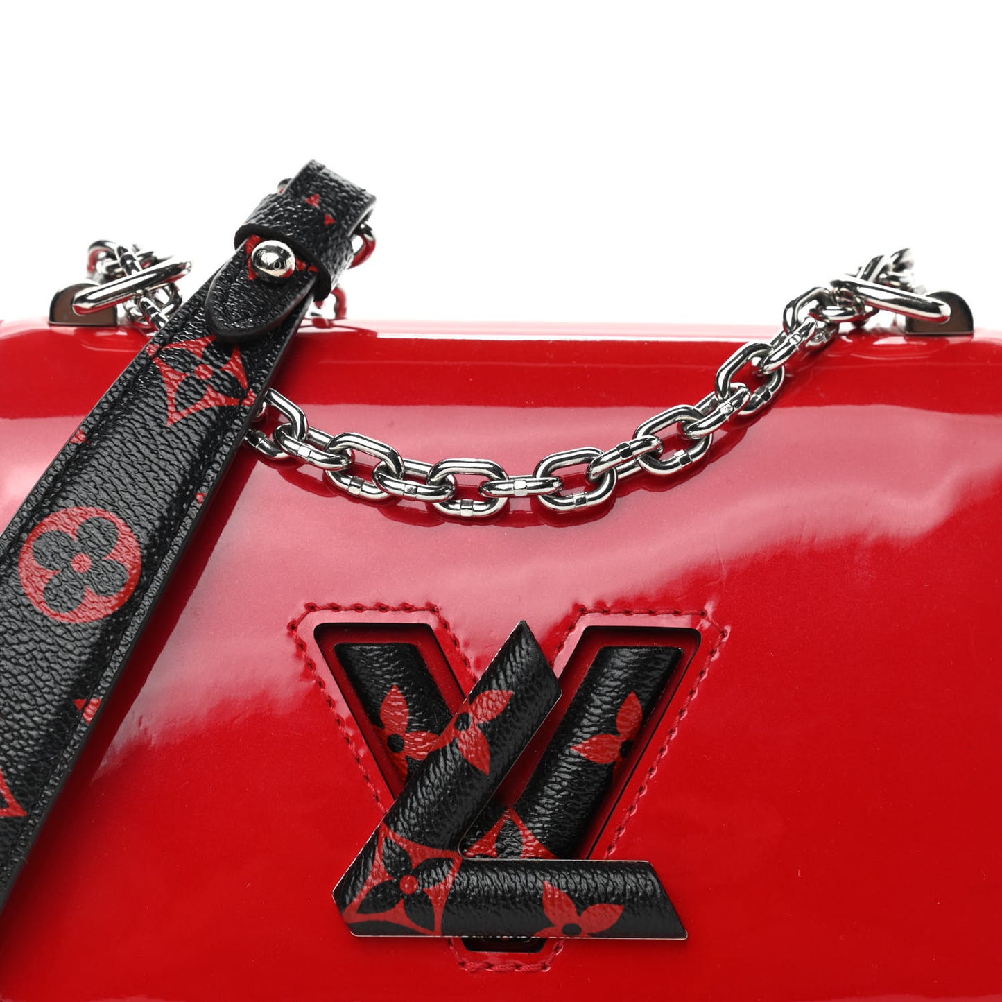 Patent Monogram Infrarouge Twist Shoulder Bag PM Coquelicot