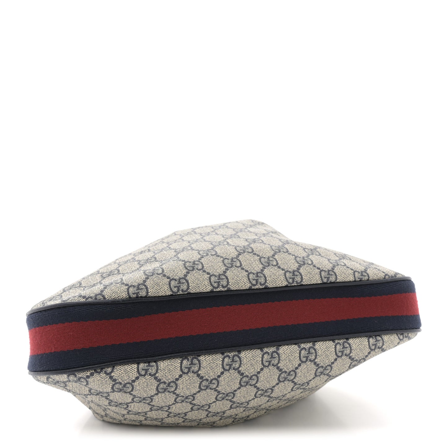 GG Supreme Monogram Textured Calfskin Web Large Attache Shoulder Bag Beige Blue