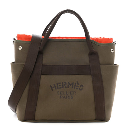 Hermes Toile Sac De Pansage Groom Kaki Feu 1 of 12