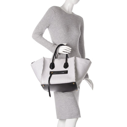 Celine Cotton Canvas Striped Medium Phantom Luggage White Navy 2 of 8