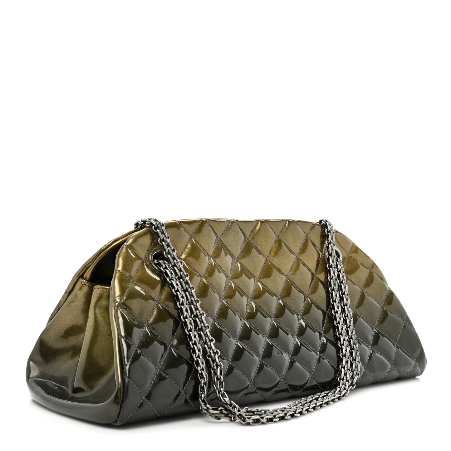 Metallic Patent Quilted Medium Just Mademoiselle Bowling Bag Green Degrade