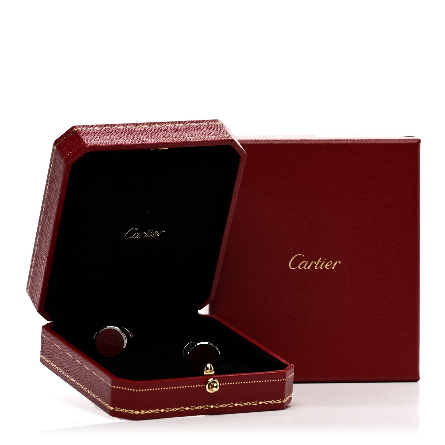 Sterling Silver Lacquer Double C Logo Cufflinks Red