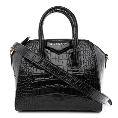 Givenchy Calfskin Crocodile Embossed Mini Antigona Black 1 of 10