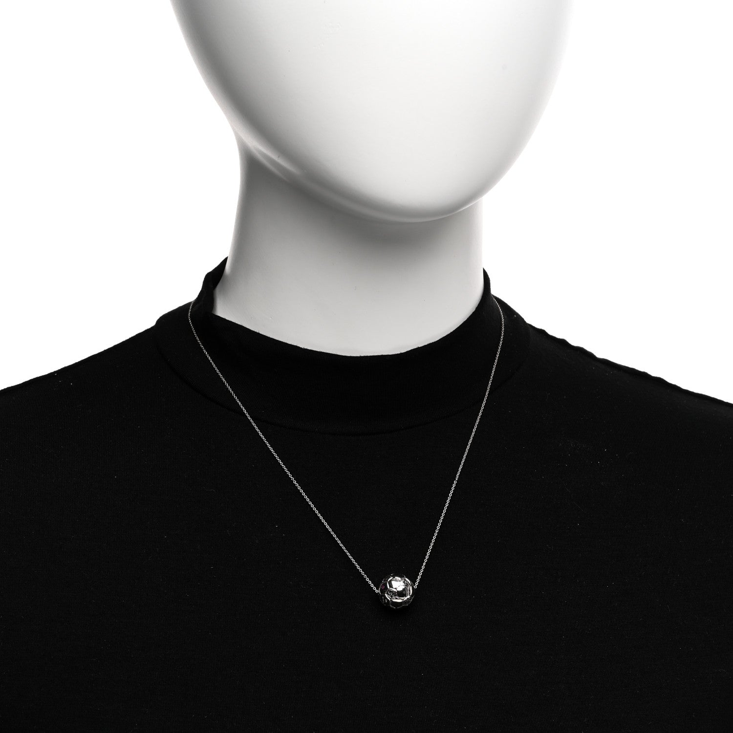 Roberto Coin 18K White Gold Black Diamond Soccer Ball Pendant Necklace 2 of 4