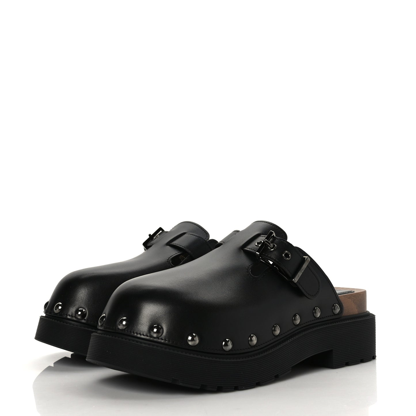 Calfskin Diorquake Buckled Lug Sole 15mm Clogs 39 Black