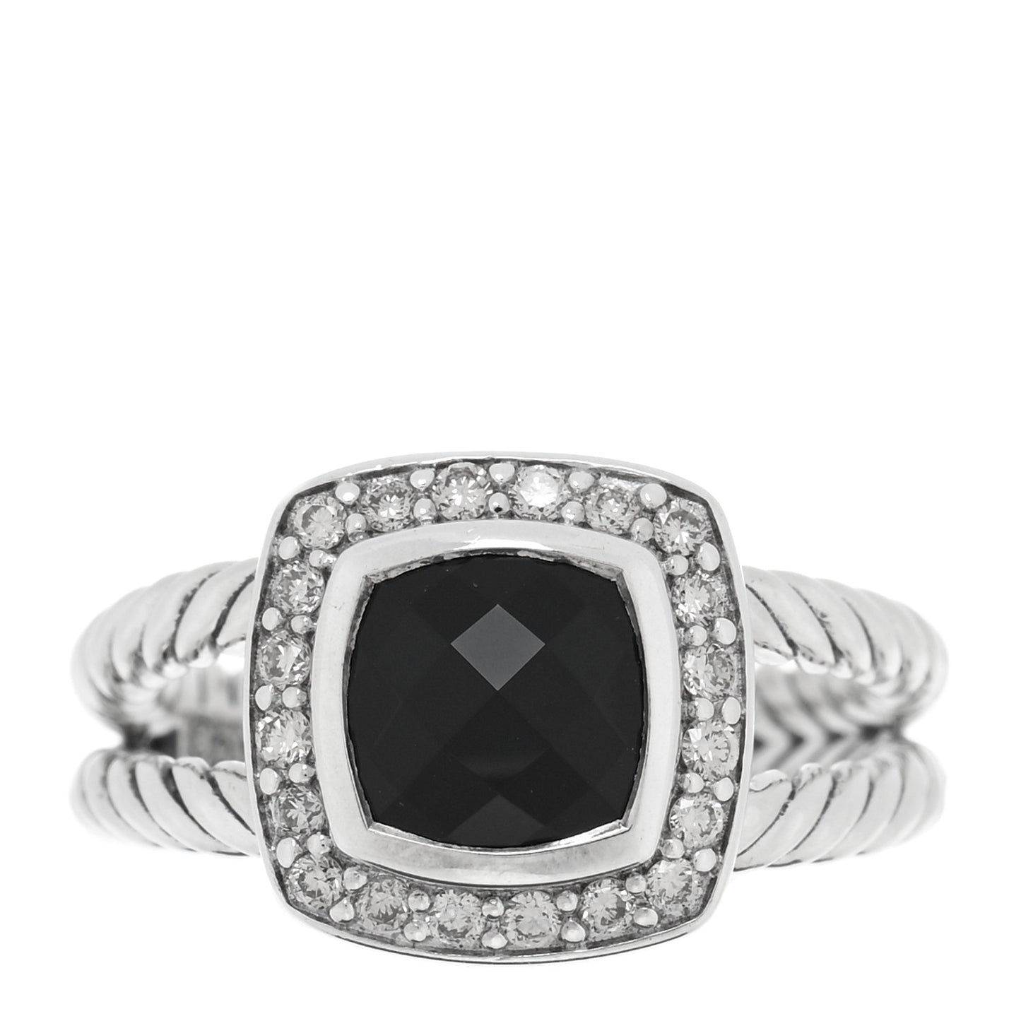 Sterling Silver Diamond Black Onyx 7mm Petite Albion Ring 49 5