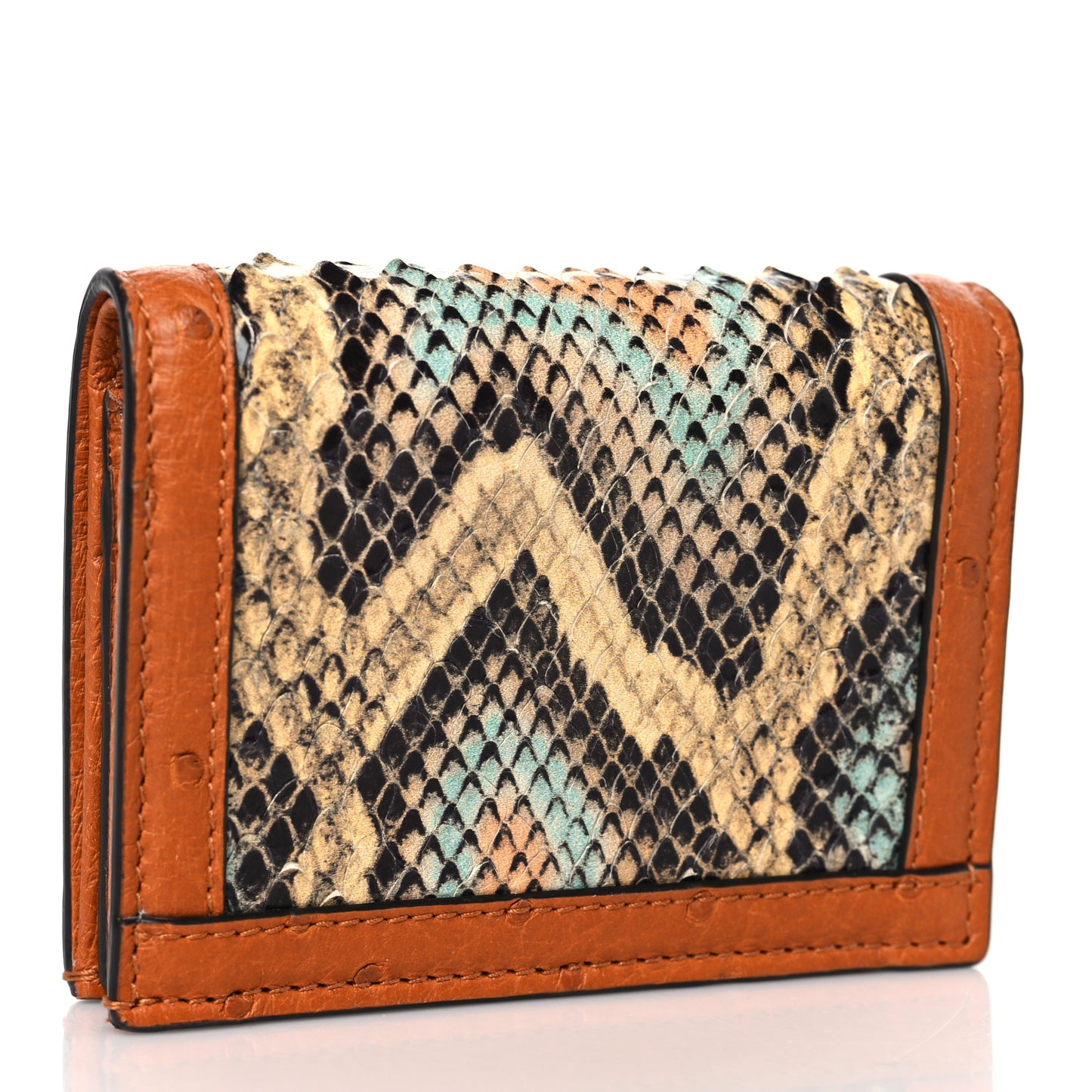 Snakeskin Ostrich Diana Card Case Butter Ivory Paradise Cloud Natural Gold