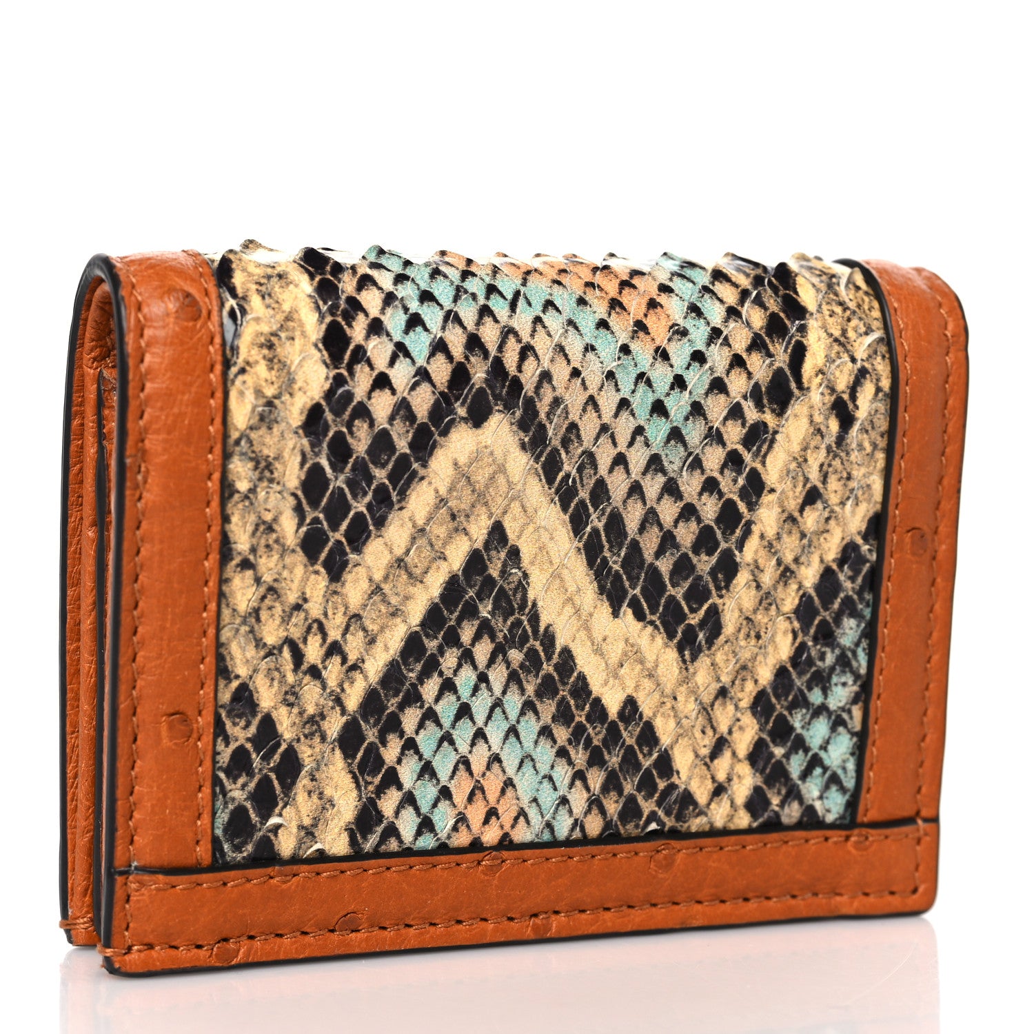 Gucci Snakeskin Ostrich Diana Card Case Butter Ivory Paradise Cloud Natural Gold 3 of 9