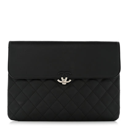 Chanel Grained Calfskin Quilted CC Box Pouch Black 1 of 12