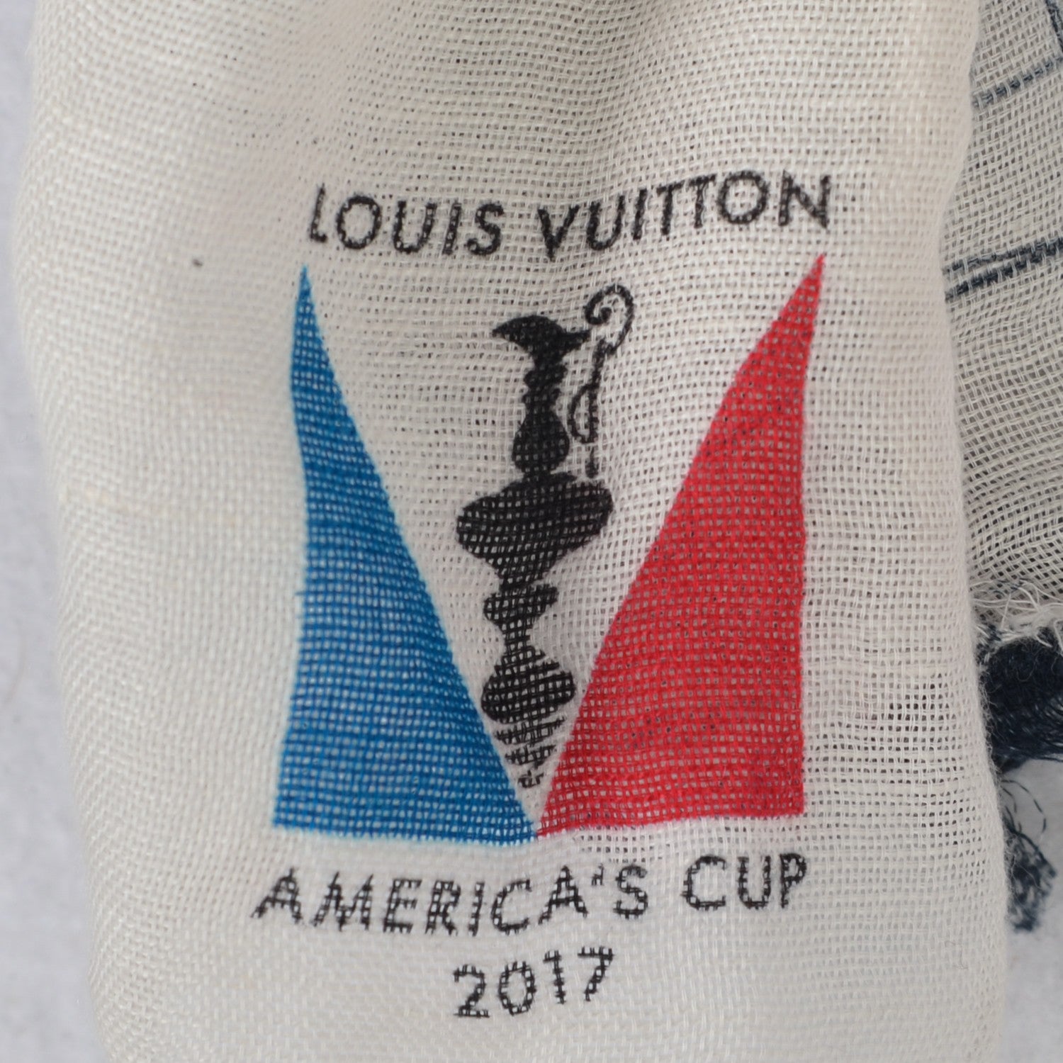 Louis Vuitton Cotton Linen Victory Boat Stole Navy 3 of 5