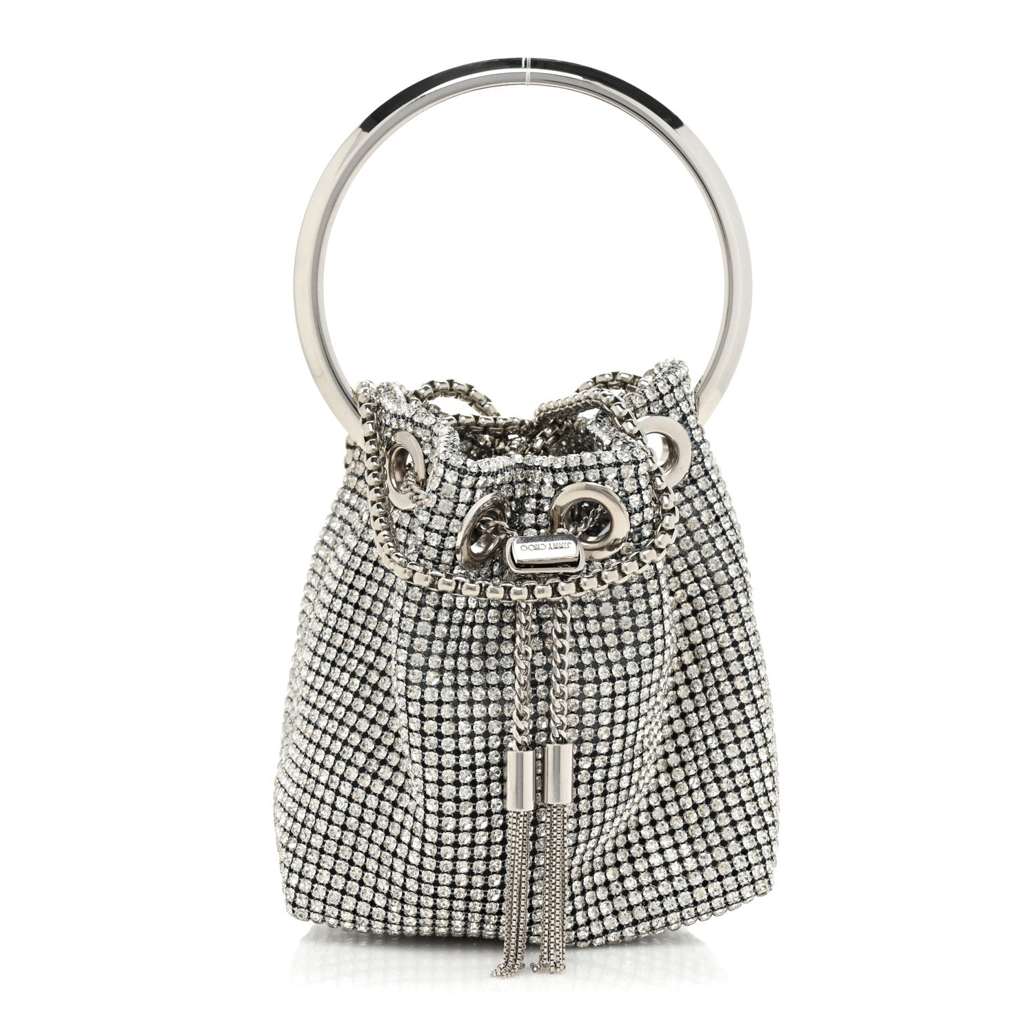 Jimmy Choo Satin Crystal Embellished Micro Bon Bon Bag Silver 1 of 9
