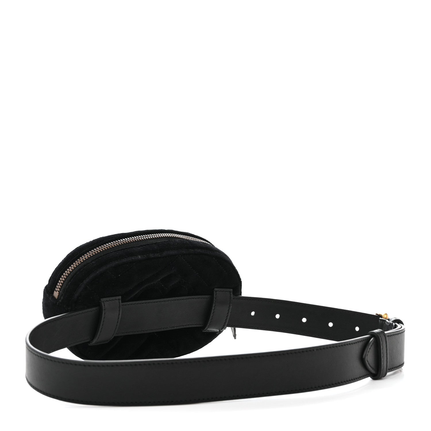 Gucci Velvet Matelasse GG Marmont Belt Bag 75 30 Black 3 of 13