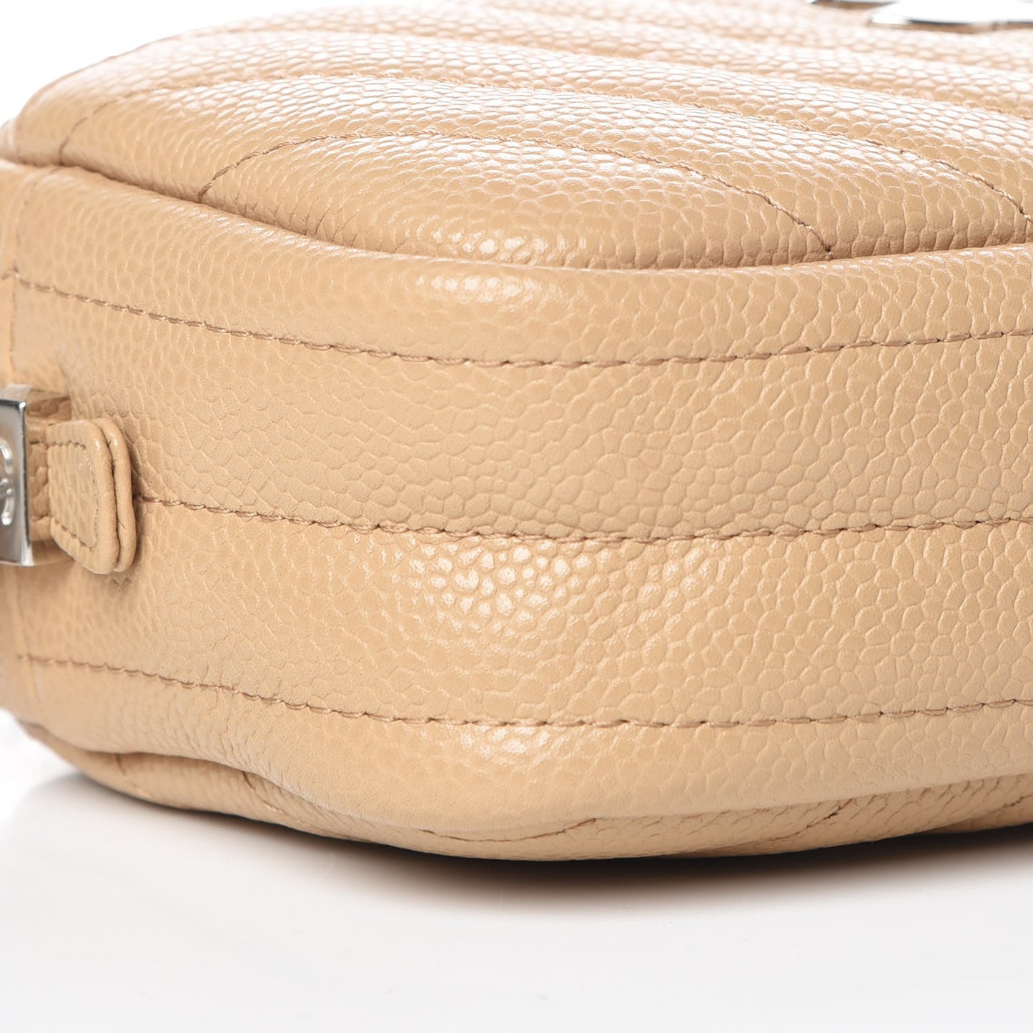 Caviar Chevron Quilted Camera Case Beige